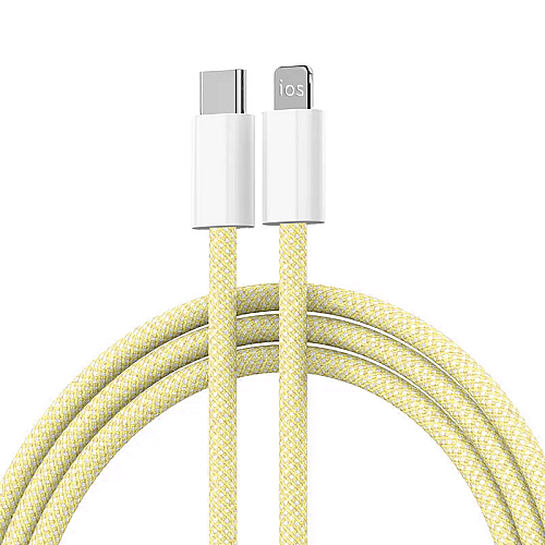 Kabel Braided PD Type-C na Lightning 20W zuti