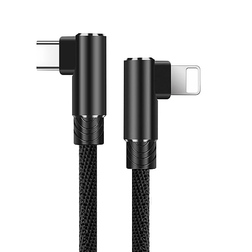 Kabel Lightning na Type-C Elbow crni 1m