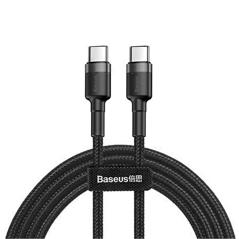 Kabel Baseus cafule Type-C na Type-C 3A sivo crni 1m