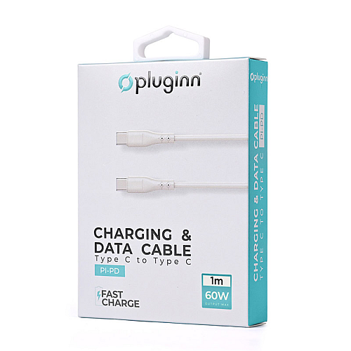 Kabel Pluginn PI-PD 60W Type-C na Type-C beli 1m
