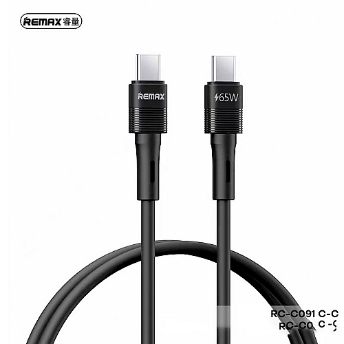 Kabel Remax Leya RC-C091 Type-C na Type-C 65W PD Fast Charging crni 1m