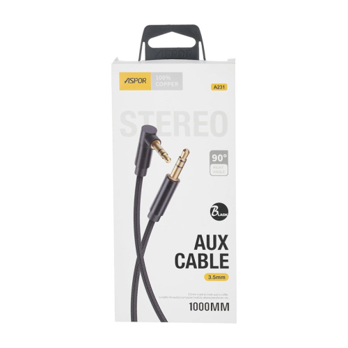 Aux Kabel Aspor A231 3,5mm 90 degrees 1m crni