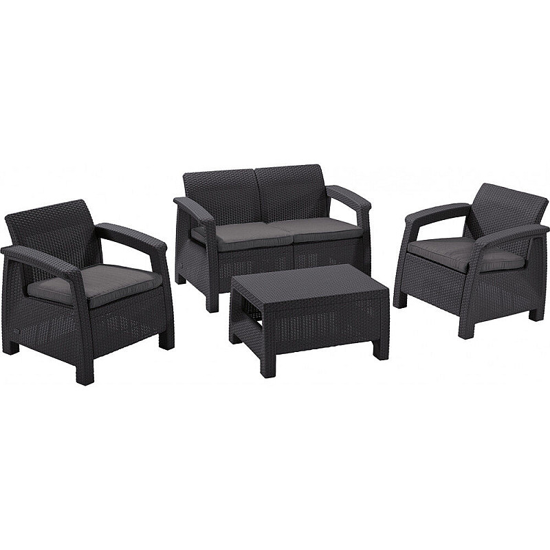 Baštenski set Corfu II, PE-ratan, grafit CU 223204