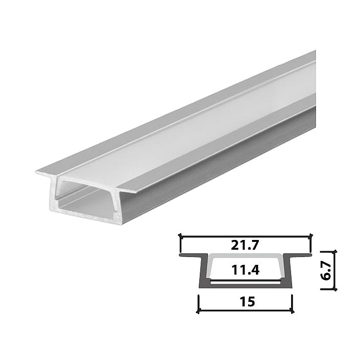 Set aluminijumski profil za LED trake 1m 21.7x6.7 LPR-618/1-SET