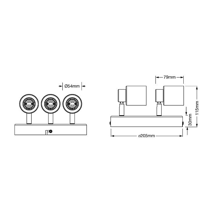 Osram Primal PL crna spot lampa 3xGU10 4099854587382E