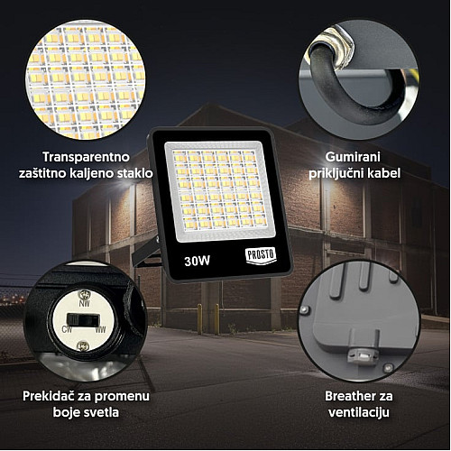Prosto LED reflektor 30W promenljiva boja svetla LRF043CCT-030W