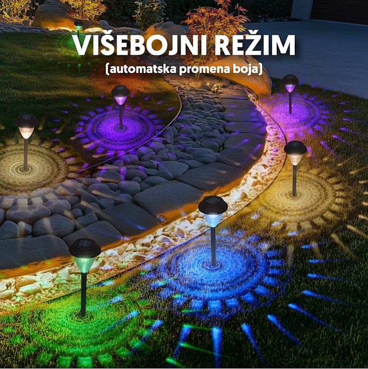 Solarna RGB+toplo bela baštenska lampa - 6 kom. 16834-11834