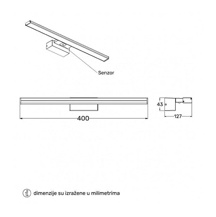 Zidna LED lampa 6W sa senzorom 4000K crna VESTA688C