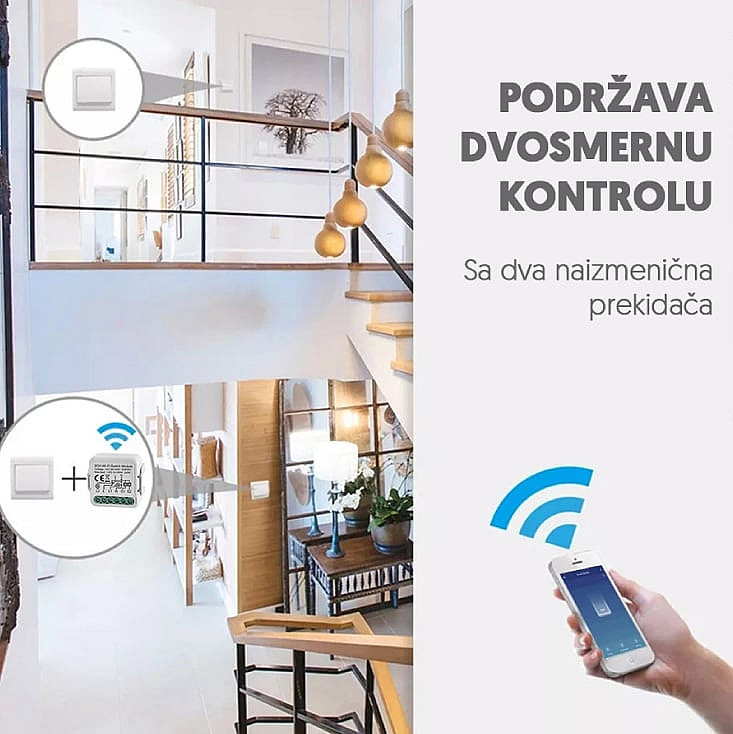 Wi-Fi smart prekidač-modul, 2x5A WFM-SWN02