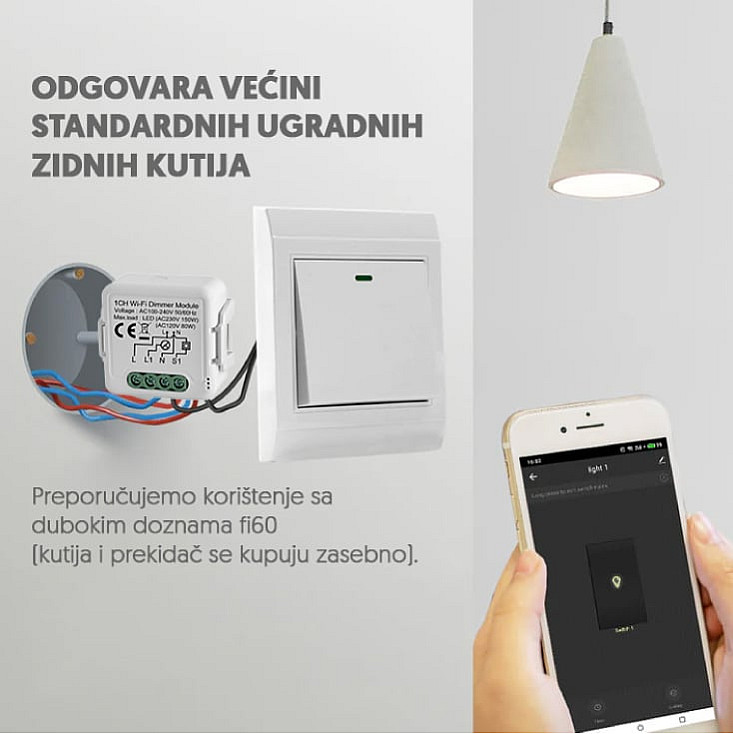 Wi-Fi smart dimer-modul, 150W WFM-DM01