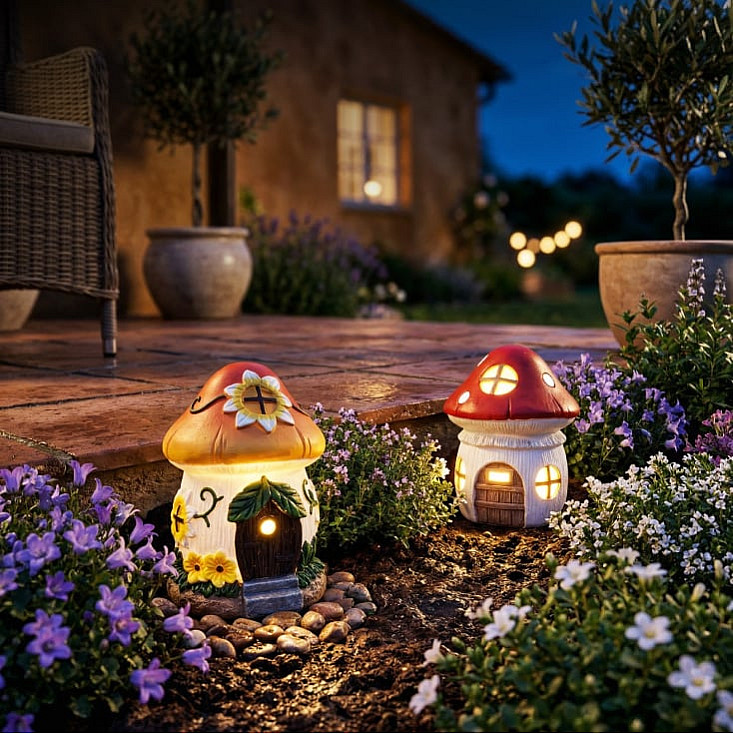 Solarna baštenska lampa "kućice od gljiva" MX675