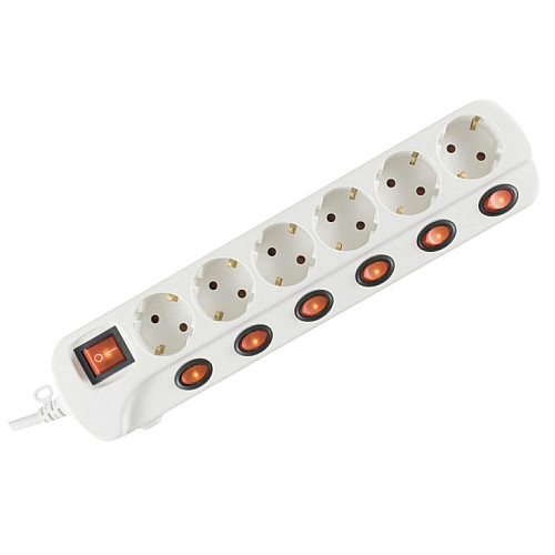 Razvodnik sa 6 mesta 3m 1.5mm2 + prekidači NVK06K-3/WH/1,5