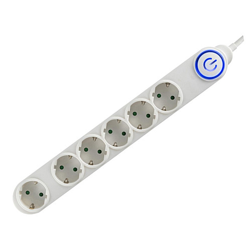 Razvodnik sa 6 mesta 5m 1.5mm2 + nožni prekidač NV06TK-5/WH/1,5