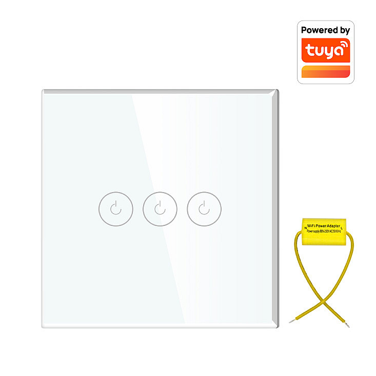 Wi-Fi smart prekidač svetla bez N provodnika 3x10A WFPS-G03/WH