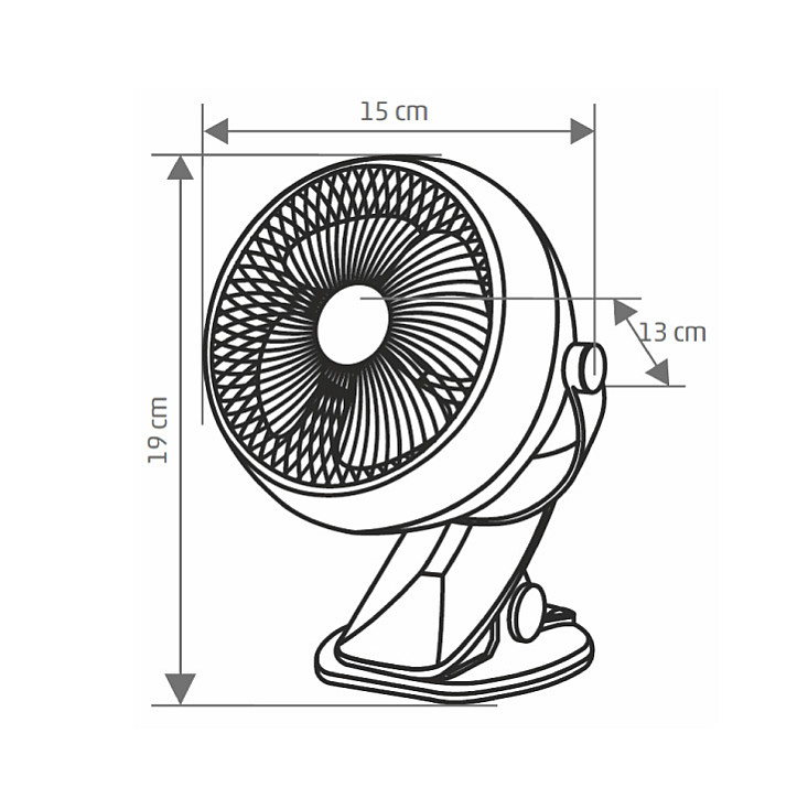 Stoni punjivi ventilator 10cm, sa štipaljkom CLF10/BK