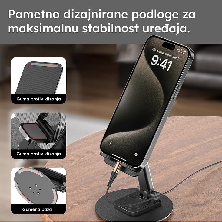 Stoni podesivi držač za mobilni i tablet MBS01/BK