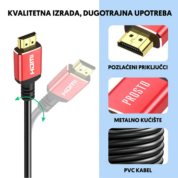 HDMI V2.1 kabel pozlaćen 8K 48Gbps 5m HDMI5.0-V2.1