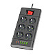 Razvodnik sa 6 mesta 2m 1.5mm2+pr. 4xUSB+2xtip C NV614U-2/BK