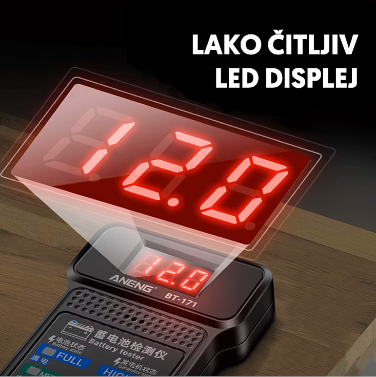 Digitalni LCD tester 12V akumulatora BT-171