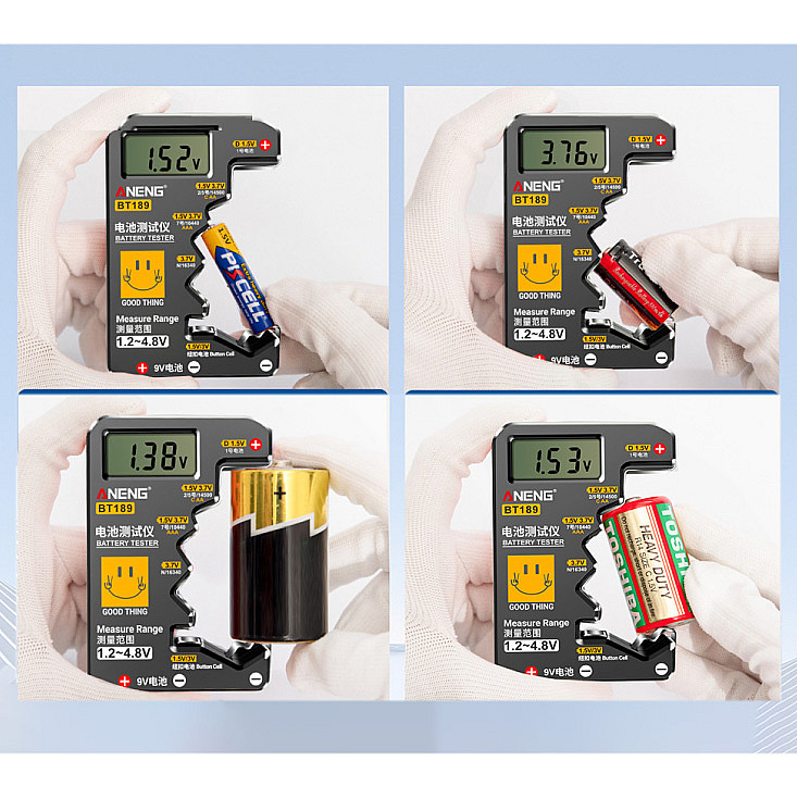 Tester baterija (AA,AAA,C,D),9V,Li-Ion,dugmaste BT-189