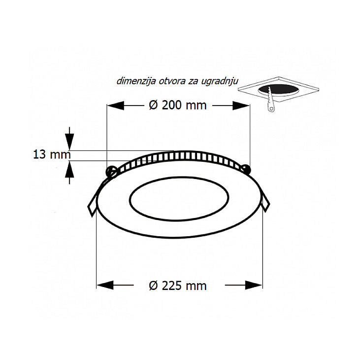 LED ugradna CCT panel lampa 18W KNC1-18W