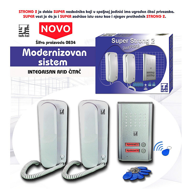 Žični interfon sa RFID čitačem T834