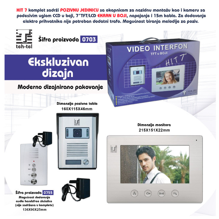 Kolor video interfon T703