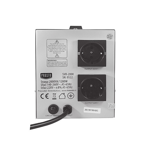 Prosto stabilizator napona 2000VA 1200W SVR-2000
