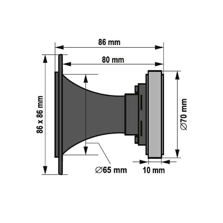 Visokotonski PA zvučnik 86x86mm 60W DP11