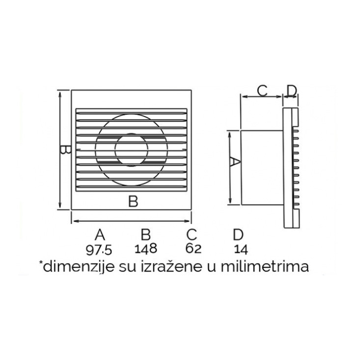 Izduvni ventilator 100mm WIND100