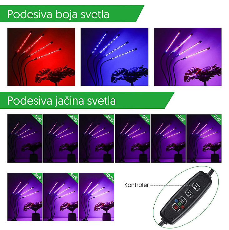 Dvostruka lampa za biljke 8W LB-TCL-02/RB