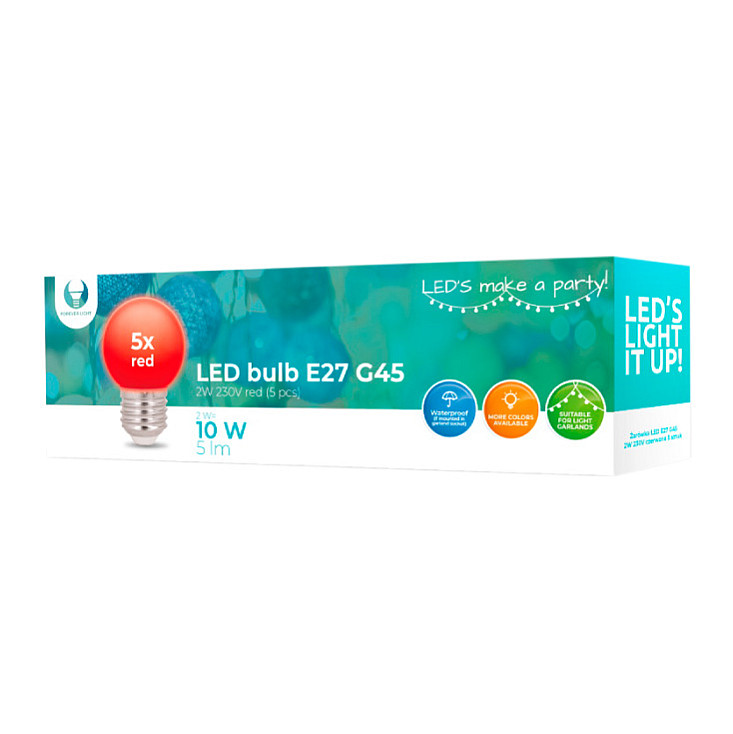 Set 5 kom. crvenih LED sijalica E27 RTV003602