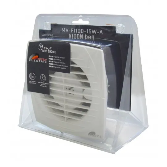 Ventilator beli A100N fi100mm kupatilski aspirator - sa žabicama, blister 230V MV-FI100-15WMitea Electric
