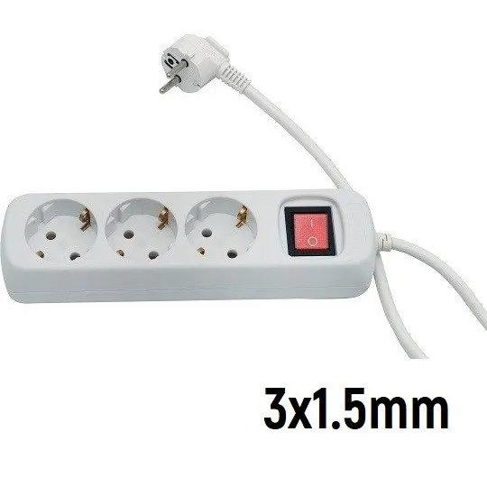 Prenosna priključnica trostruka (produžni kabl) sa prekidačem 3x1.5 mm 5m Tehnoelektro