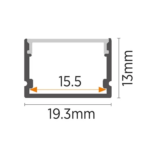 Aluminijumski profil za LED trake nadgradni set sa difuzorom 13x19.3x2000mm MA616