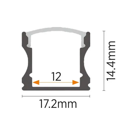 Aluminijumski profil za LED trake nadgradni set sa difuzorom 14.4x17.2x2000mm MA613