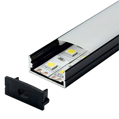 Aluminijumski profil za LED trake crni nadgradni set sa difuzorom 9.8x23.5x2000mm MA617-C