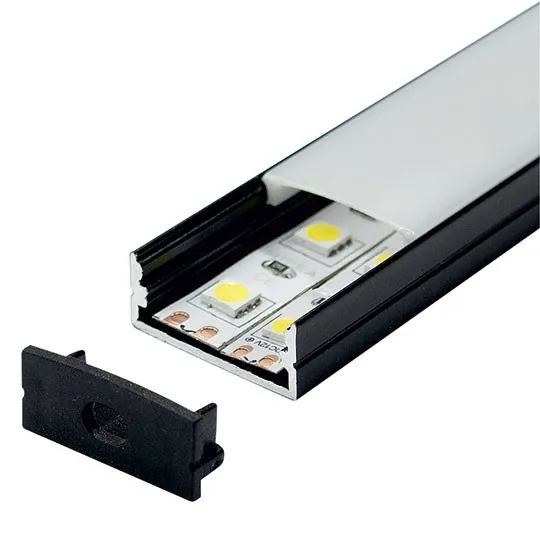 Aluminijumski profil za LED trake crni nadgradni set sa difuzorom 9.8x23.5x2000mm MA617-C