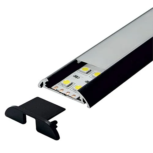 Aluminijumski profil za LED trake crni set sa difuzorom 8.6x39x2000mm MA620-C
