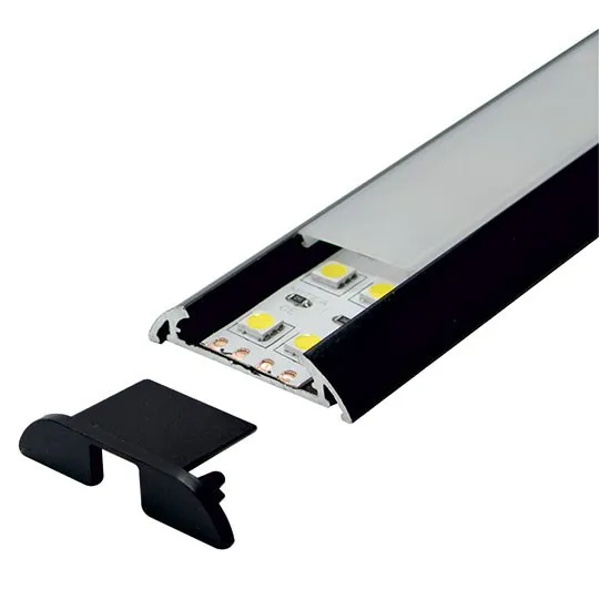 Aluminijumski profil za LED trake crni set sa difuzorom 8.6x39x2000mm MA620-C