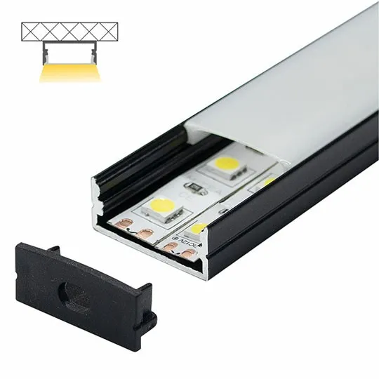Aluminijumski profil za LED trake crni nadgradni set sa difuzorom 9.8x23.5x2000mm MA617-C