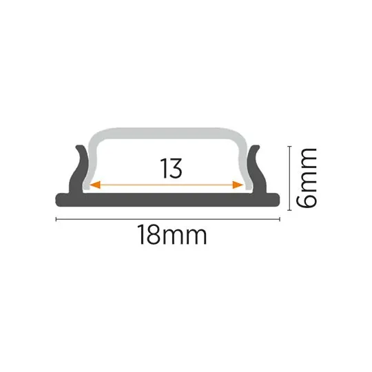 Fleksibilni aluminijumski (savitljiv) profil za LED trake crni 6x18x2000mm set sa difuzorom M640-C