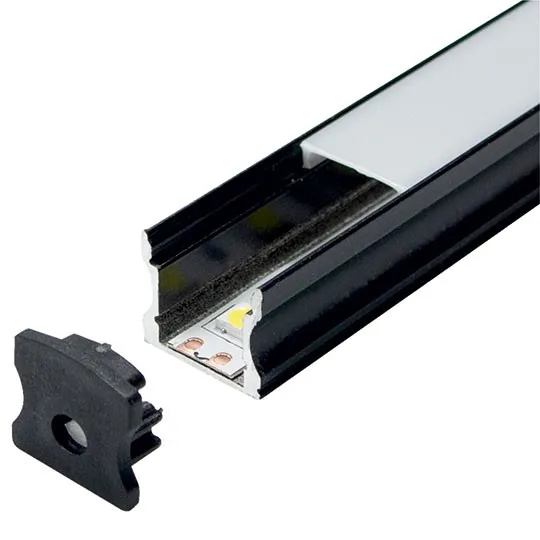 Aluminijumski profil za LED trake crni nadgradni set sa difuzorom 14.4x17.2x2000mm MA613-C