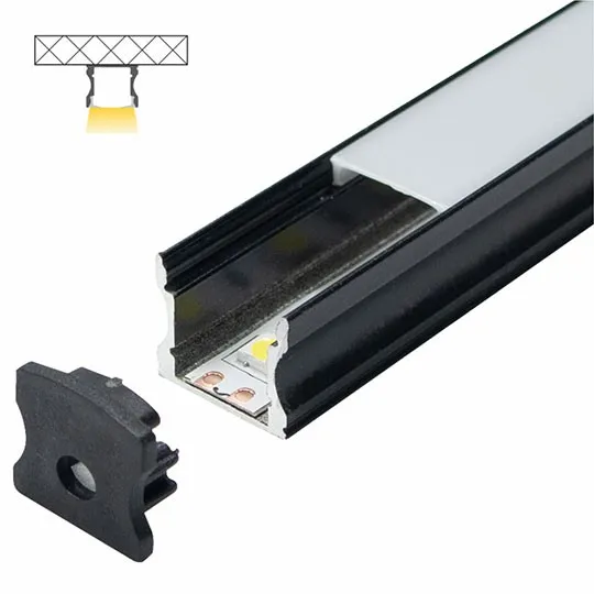Aluminijumski profil za LED trake crni nadgradni set sa difuzorom 14.4x17.2x2000mm MA613-C