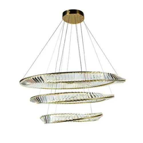 Visilica zlatna 1000mm LED sa kristalima i daljinskim 150W 3CCT M10980-3