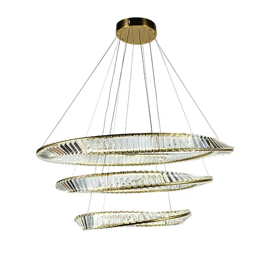 Visilica zlatna 1000mm LED sa kristalima i daljinskim 150W 3CCT M10980-3