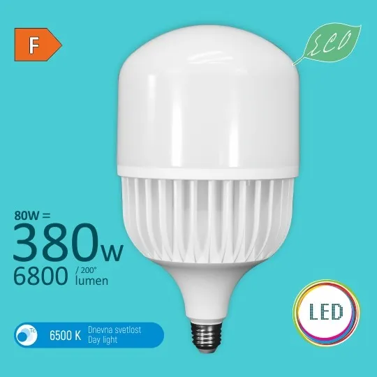 LED ECO sijalica industrijska 80W T4 6500K E27 220-240V