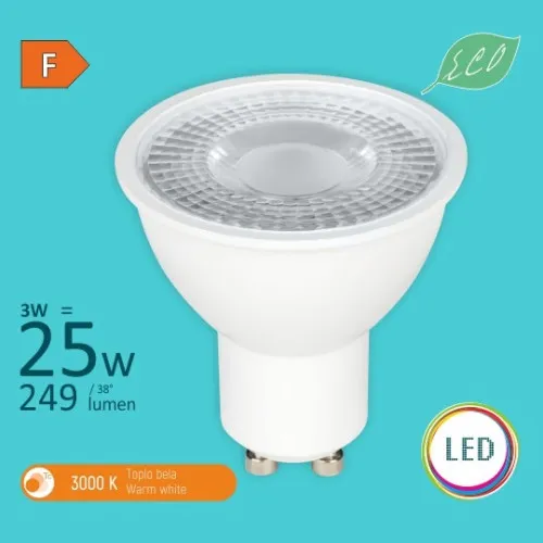 LED sijalica 3W 3000K MR16 ECO 240V 249lm 38° GU10 M2