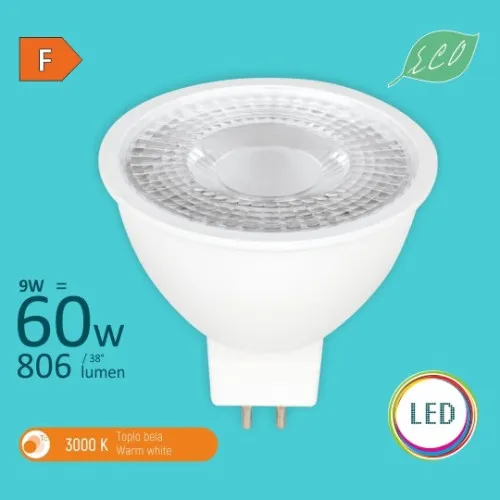 LED sijalica 9W 3000K MR16 ECO 240V 806lm 38° GU5.3 M2