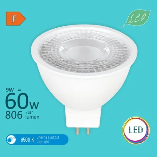 LED sijalica 9W 6500K MR16 ECO 240V 806lm 38° GU5.3 M2